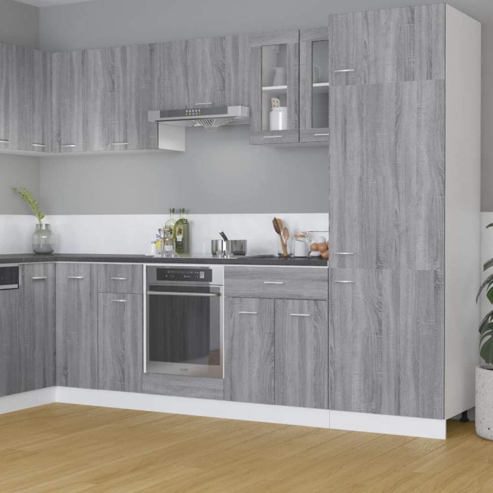 vidaXL Κρεμαστό Γυάλινο Ντουλάπι "Lyon" Γκρι Sonoma 60x31x60 εκ. από Τεχνητό Ξύλο