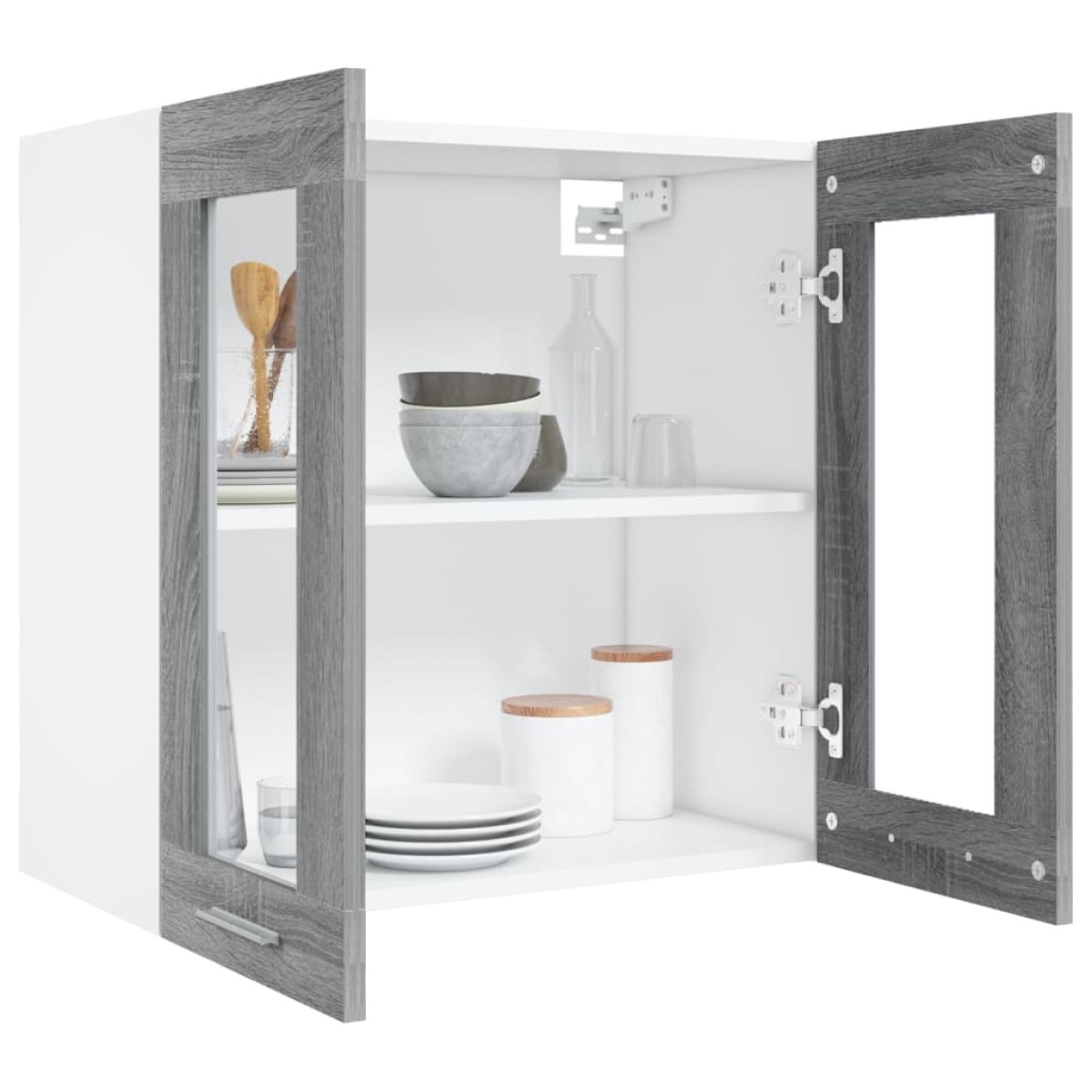 vidaXL Κρεμαστό Ντουλάπι Γυάλινο Γκρι Sonoma 60x31x60 εκ. Επεξ. Ξύλο