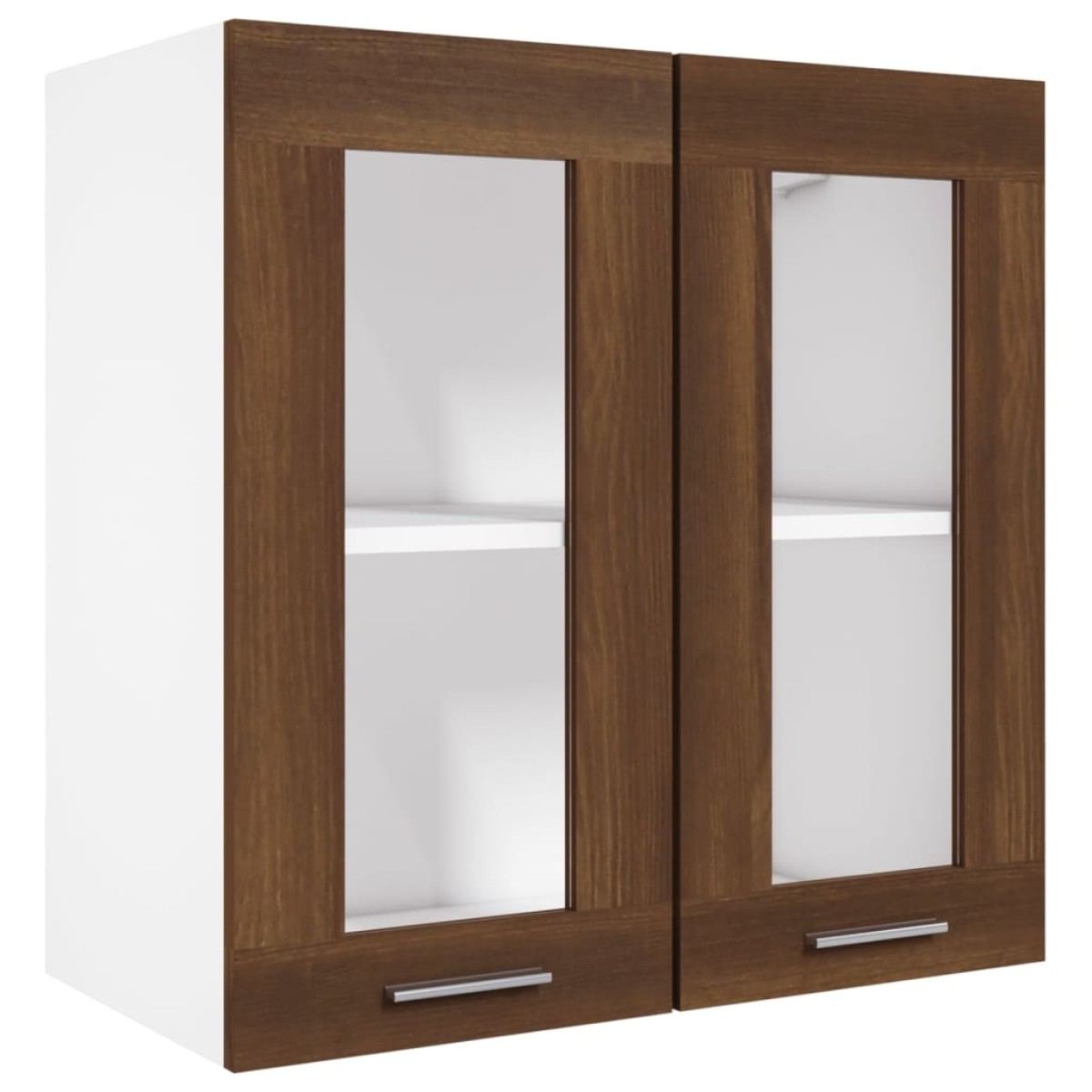 vidaXL Κρεμαστό Ντουλάπι Γυάλινο Καφέ Δρυς 60x31x60 εκ. Επεξεργ. Ξύλο