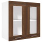 vidaXL Κρεμαστό Ντουλάπι Γυάλινο Καφέ Δρυς 60x31x60 εκ. Επεξεργ. Ξύλο