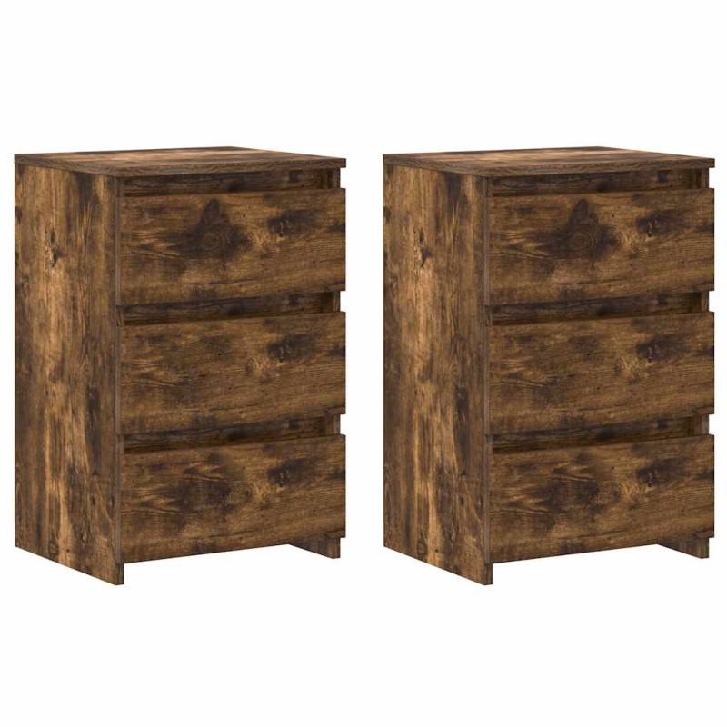 vidaXL Κομοδίνα 2 τεμ. Καπνιστή Δρυς 40x35x62,5 εκ. Επεξεργασμένο Ξύλο