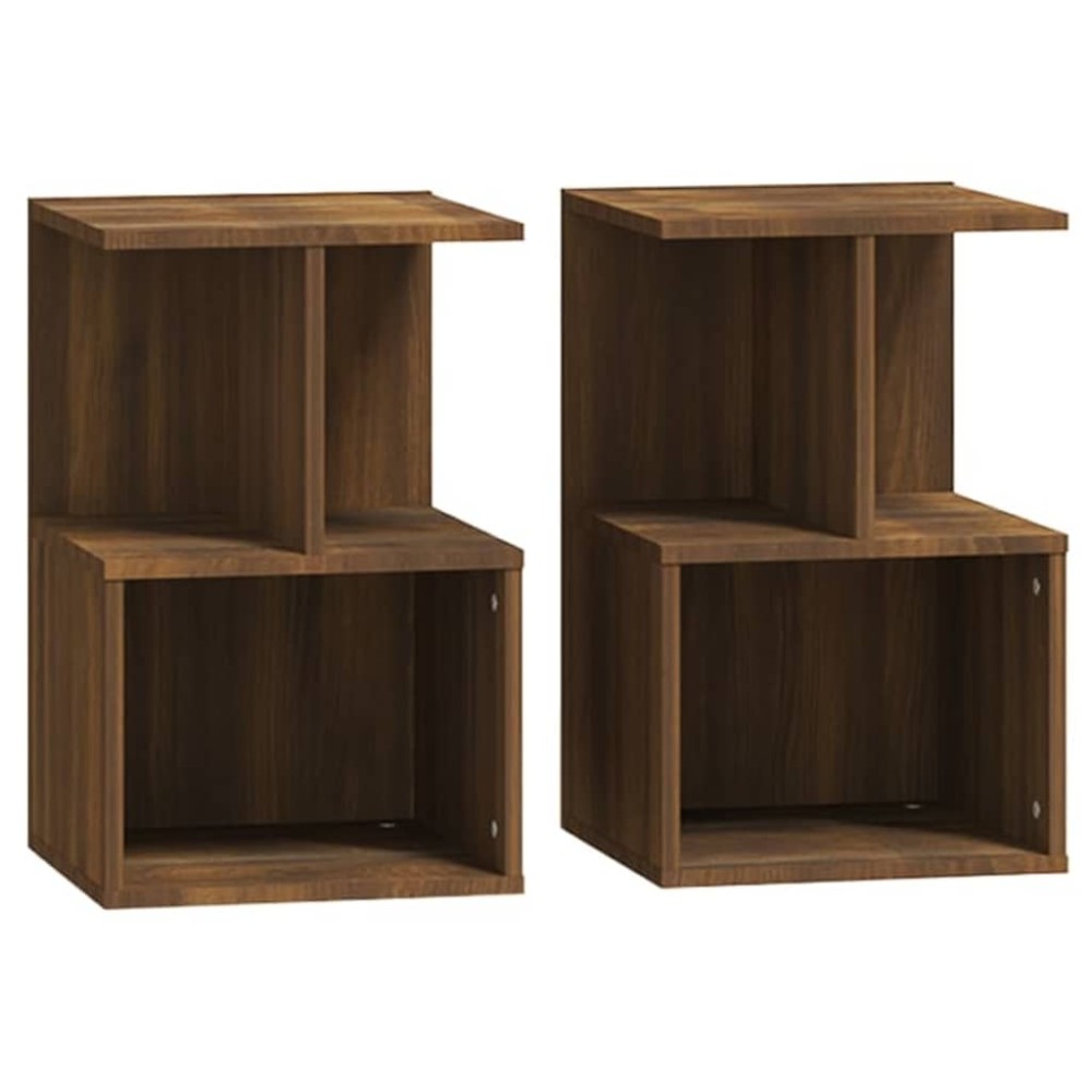 vidaXL Κομοδίνα 2 Τεμ. Καφέ Δρυς 35x35x55 εκ. από Επεξεργασμένο Ξύλο