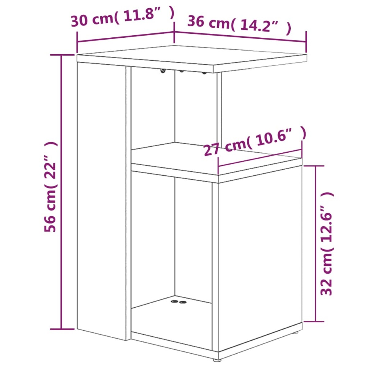 vidaXL Τραπέζι Βοηθητικό Γκρι Sonoma 36x30x56 εκ. Επεξεργασμένο Ξύλο