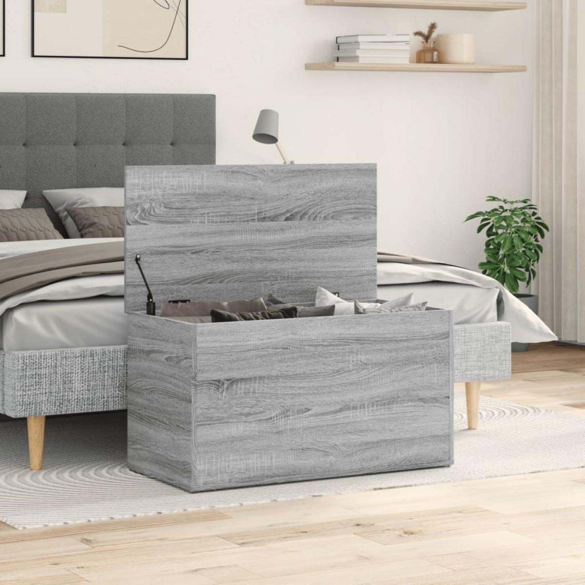 vidaXL Μπαούλο Αποθήκευσης Γκρι Sonoma 84x42x46 εκ. Επεξεργασμένο Ξύλο