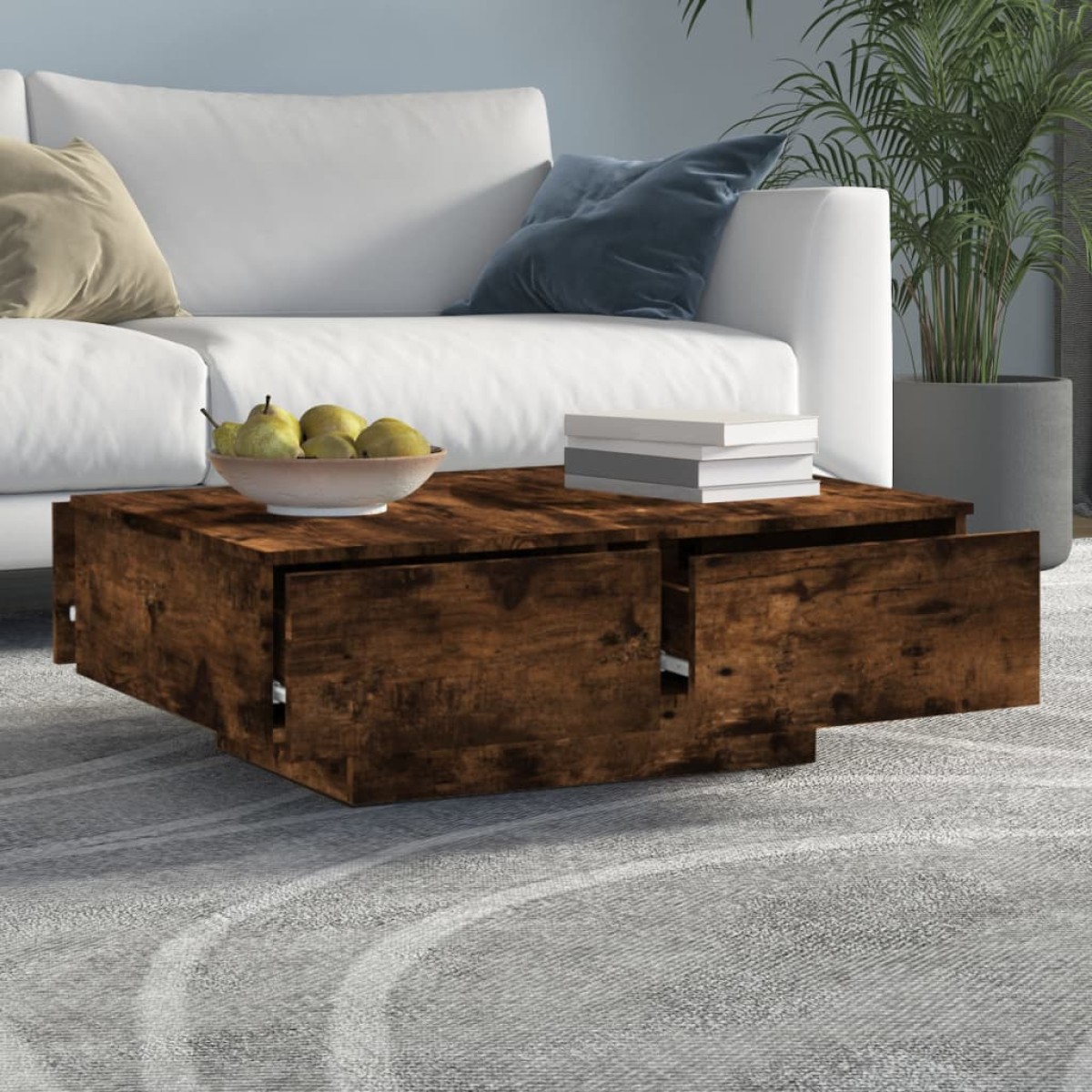 vidaXL Τραπεζάκι Σαλονιού Καπνιστή Δρυς 90x60x31 εκ Επεξεργασμένο Ξύλο