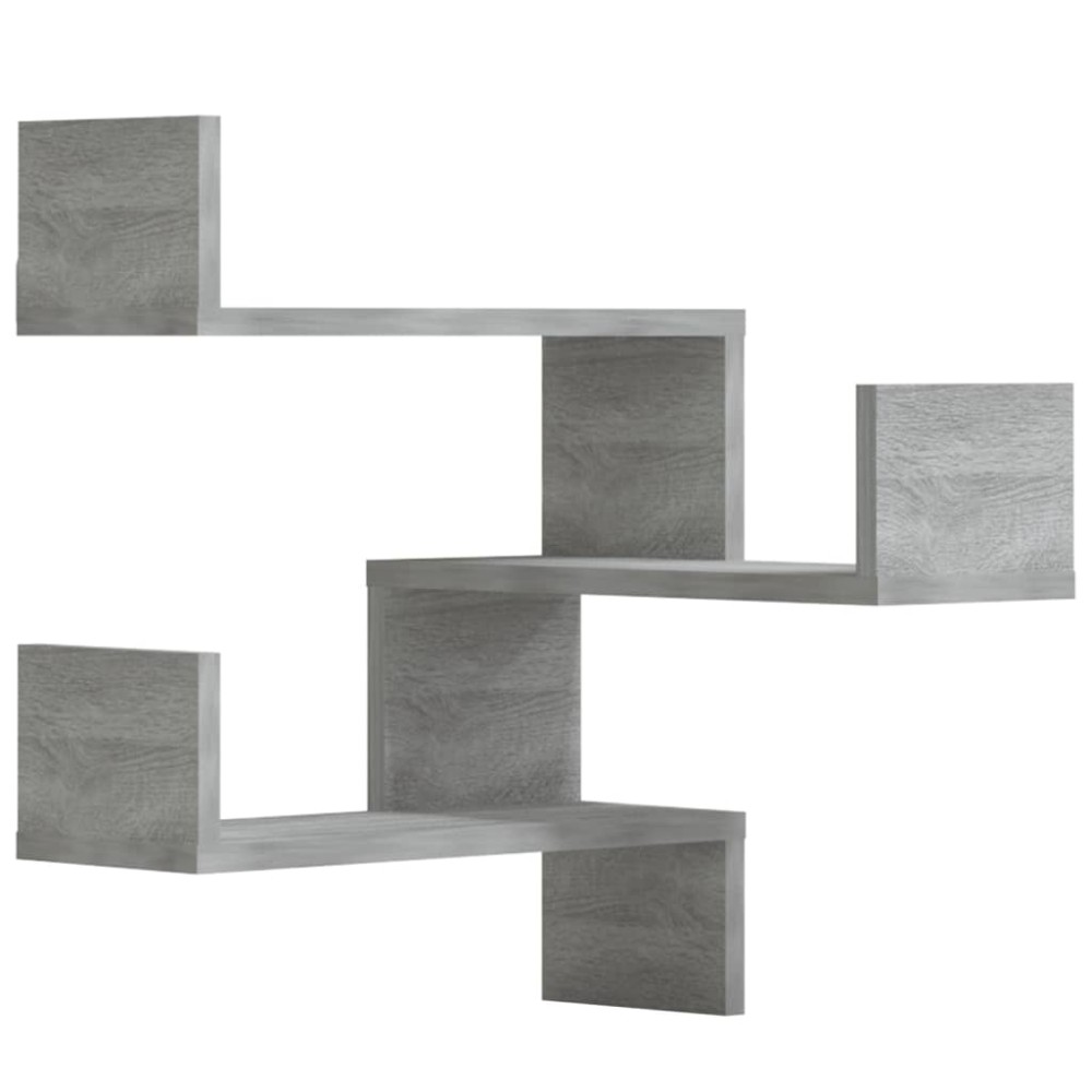 vidaXL Γωνιακές Ραφιέρες Τοίχου 2 τεμ Γκρι Sonoma 40x40x50εκ Επ. Ξύλο