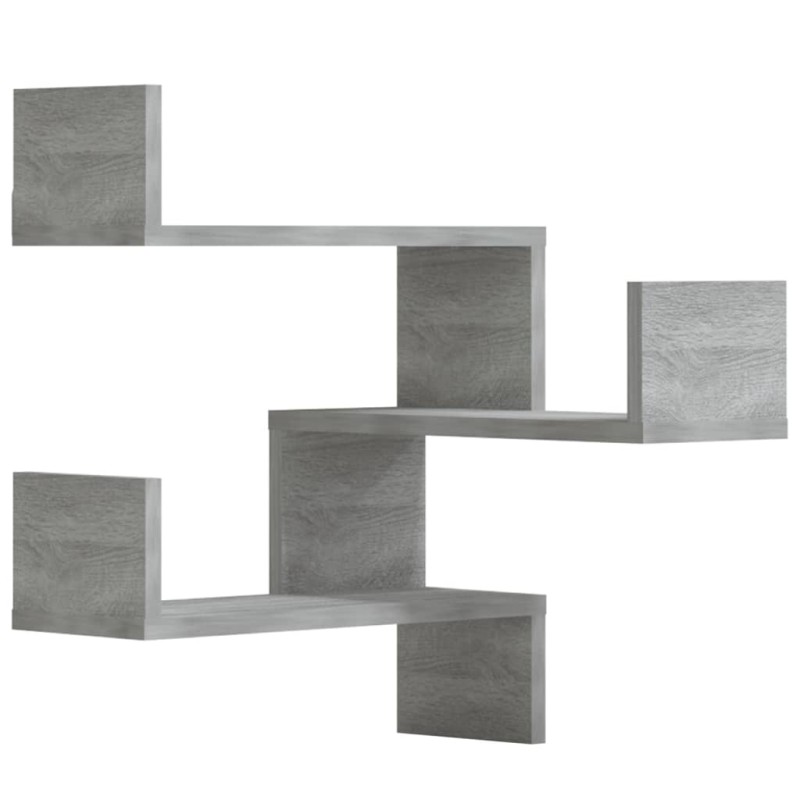 vidaXL Γωνιακές Ραφιέρες Τοίχου 2 τεμ Γκρι Sonoma 40x40x50εκ Επ. Ξύλο