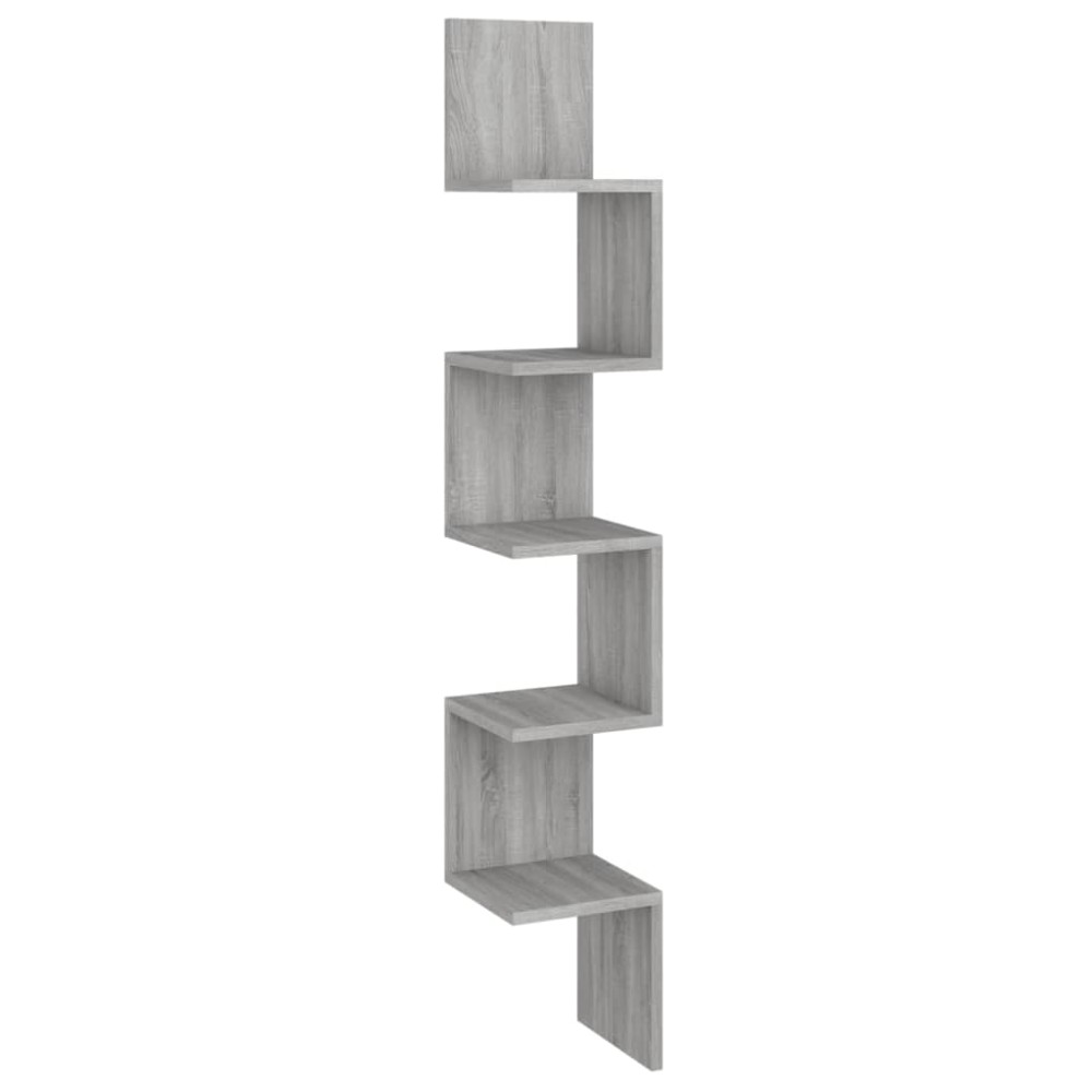 vidaXL Γωνιακή Ραφιέρα Τοίχου Γκρι Sonoma 20x20x127,5 εκ. Επεξερ. Ξύλο