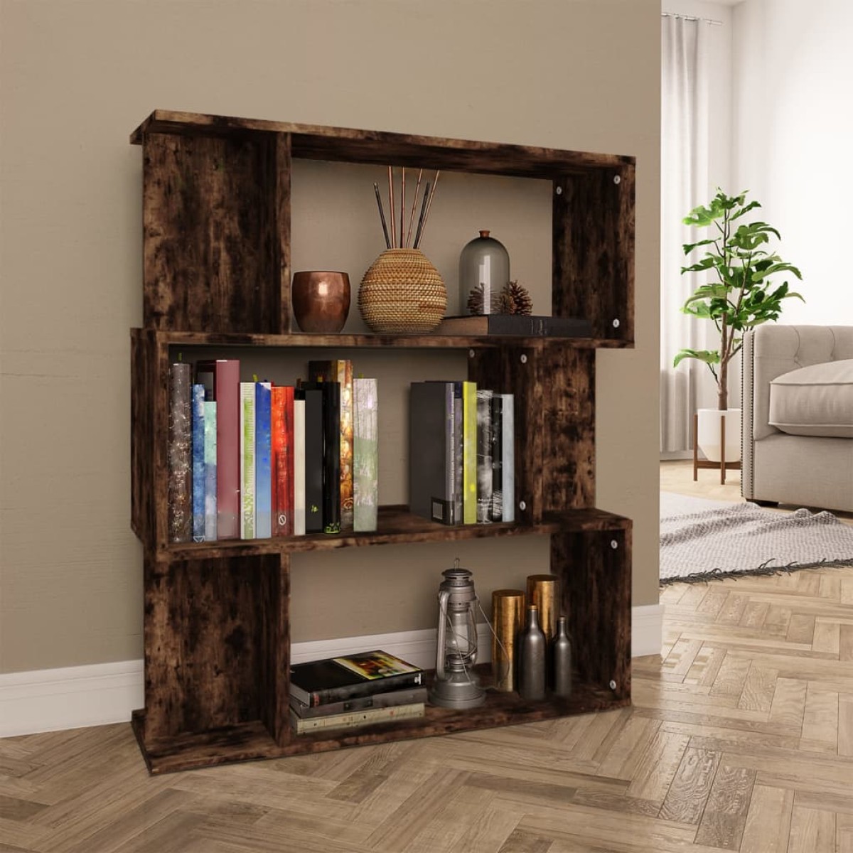 vidaXL Βιβλιοθήκη/Διαχωρ. Χώρου Καπνιστή Δρυς 80x24x96 εκ. Επεξ. Ξύλο