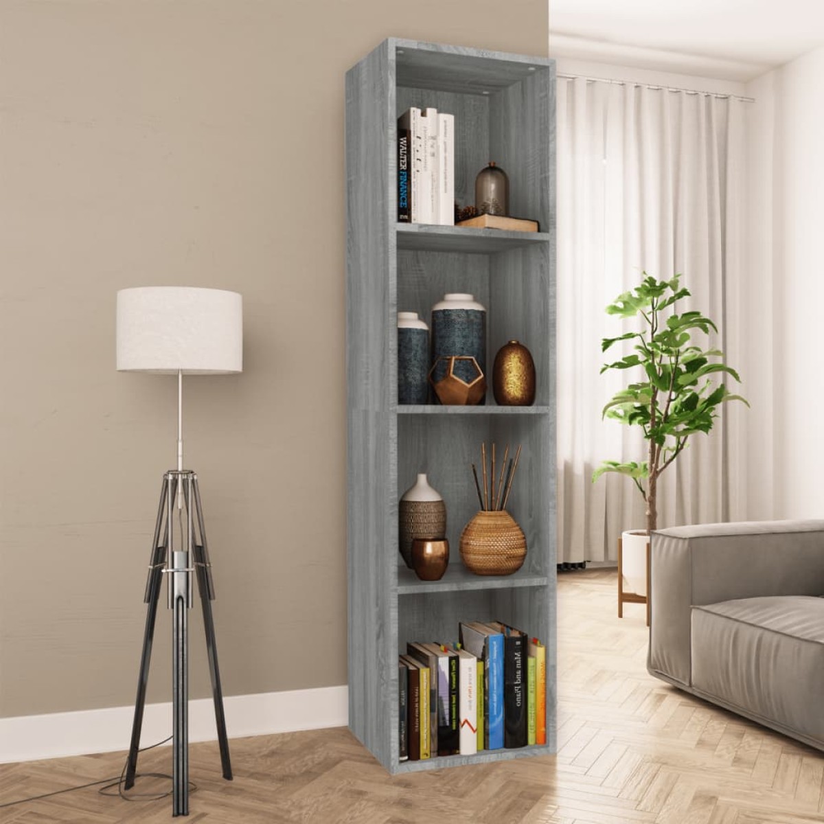 vidaXL Βιβλιοθήκη/Έπιπλο Τηλεόρασης Γκρι Sonoma 36x30x143εκ Επεξ. Ξύλο