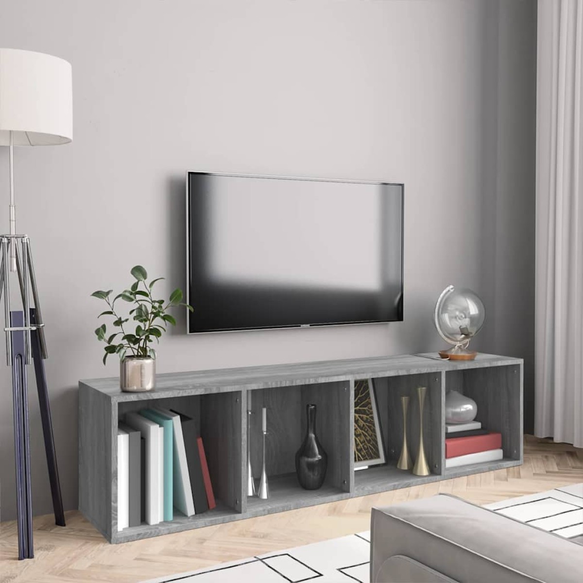 vidaXL Βιβλιοθήκη/Έπιπλο Τηλεόρασης Γκρι sonoma 143x30x36εκ Επεξ. Ξύλο