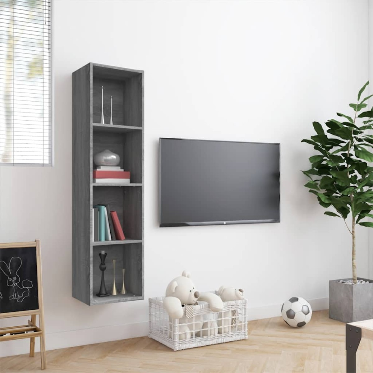 vidaXL Βιβλιοθήκη/Έπιπλο Τηλεόρασης Γκρι sonoma 143x30x36εκ Επεξ. Ξύλο
