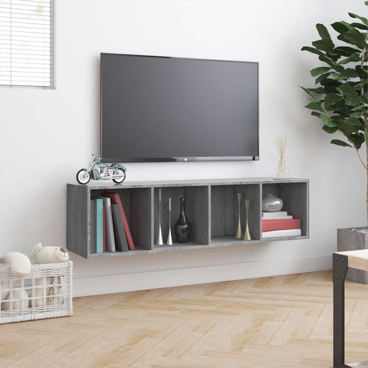 vidaXL Βιβλιοθήκη/Έπιπλο Τηλεόρασης Γκρι sonoma 143x30x36εκ Επεξ. Ξύλο