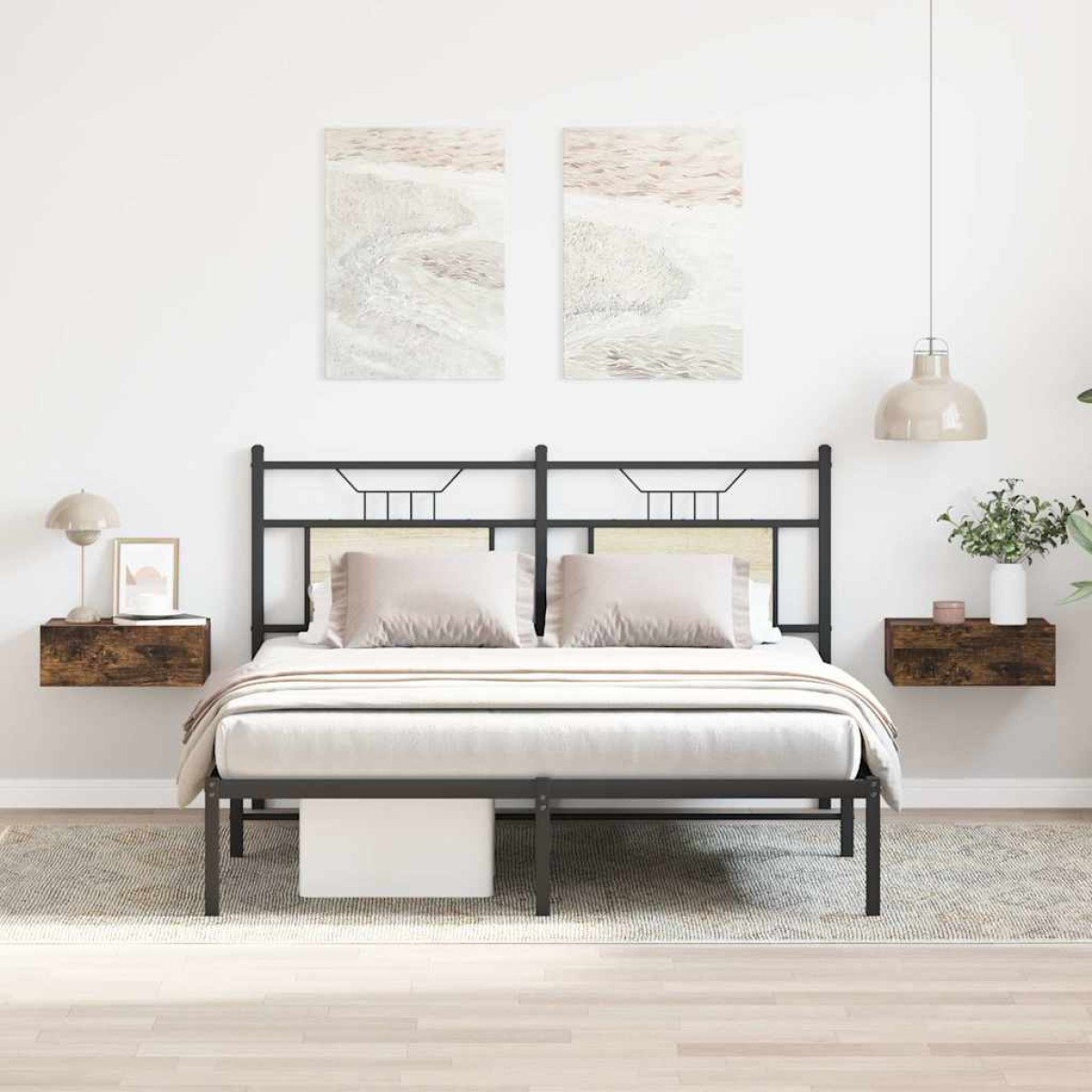 vidaXL Κομοδίνα Κρεμαστά 2 τεμ. Καπνιστή Δρυς 40x30x15εκ Επεξεργ. Ξύλο
