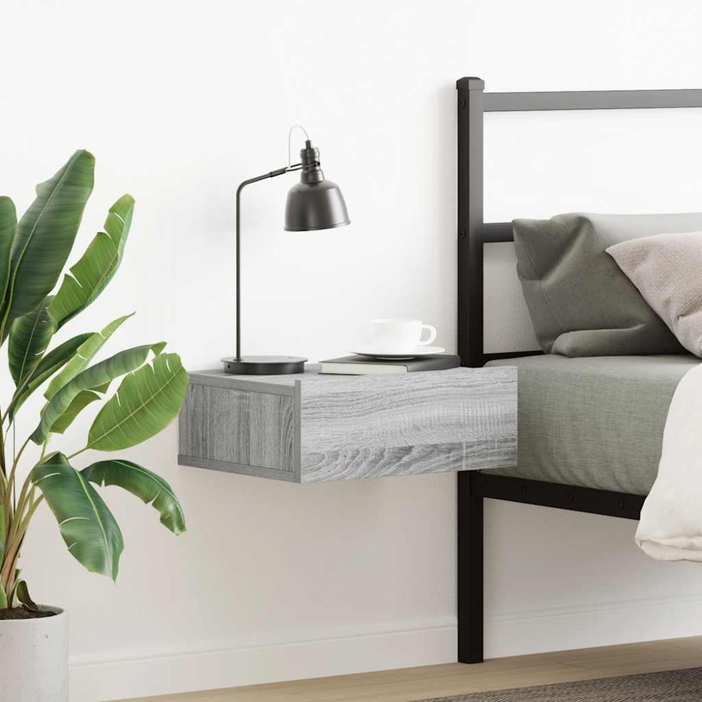 vidaXL Κομοδίνο Κρεμαστό Γκρι Sonoma 40x30x15 εκ. Επεξεργασμένο Ξύλο