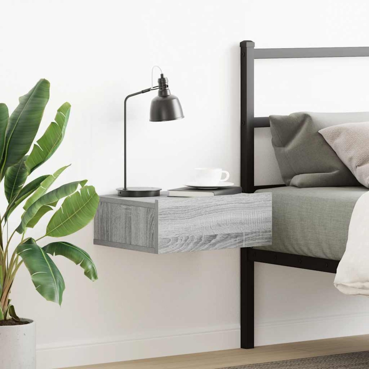 vidaXL Κομοδίνο Κρεμαστό Γκρι Sonoma 40x30x15 εκ. Επεξεργασμένο Ξύλο