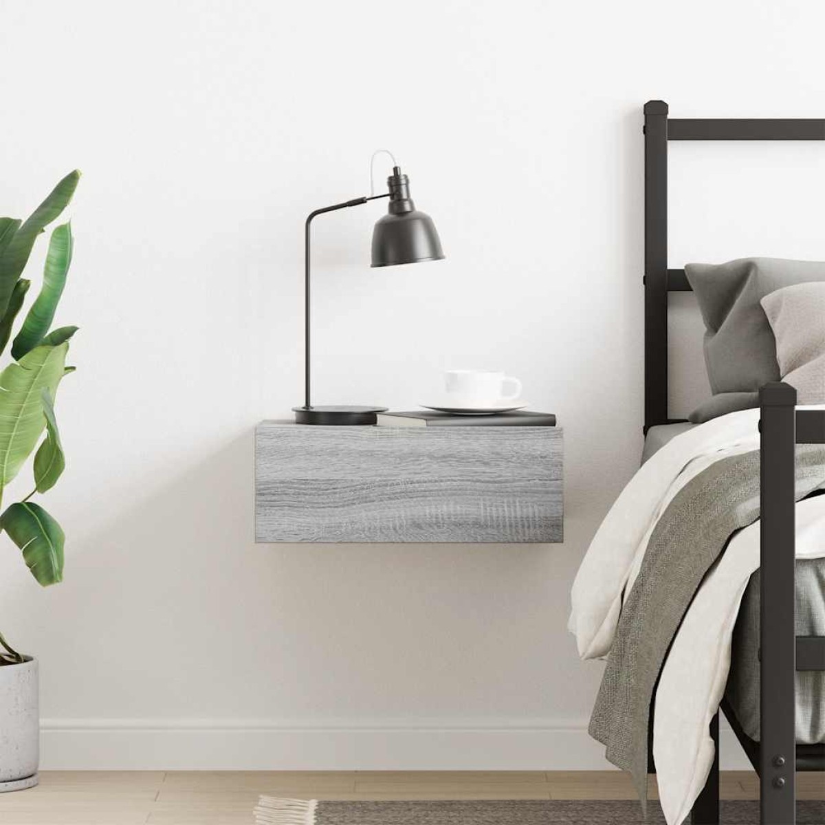 vidaXL Κομοδίνο Κρεμαστό Γκρι Sonoma 40x30x15 εκ. Επεξεργασμένο Ξύλο