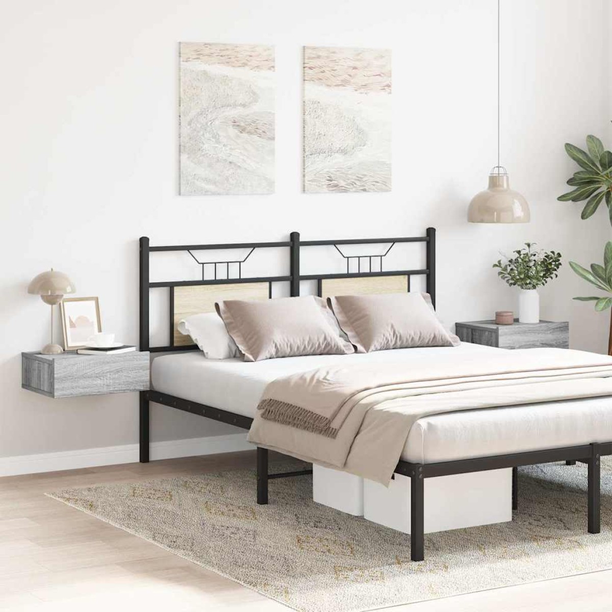 vidaXL Κομοδίνα Κρεμαστά 2 τεμ. Γκρι Sonoma 40x30x15εκ. Επεξεργ. Ξύλο