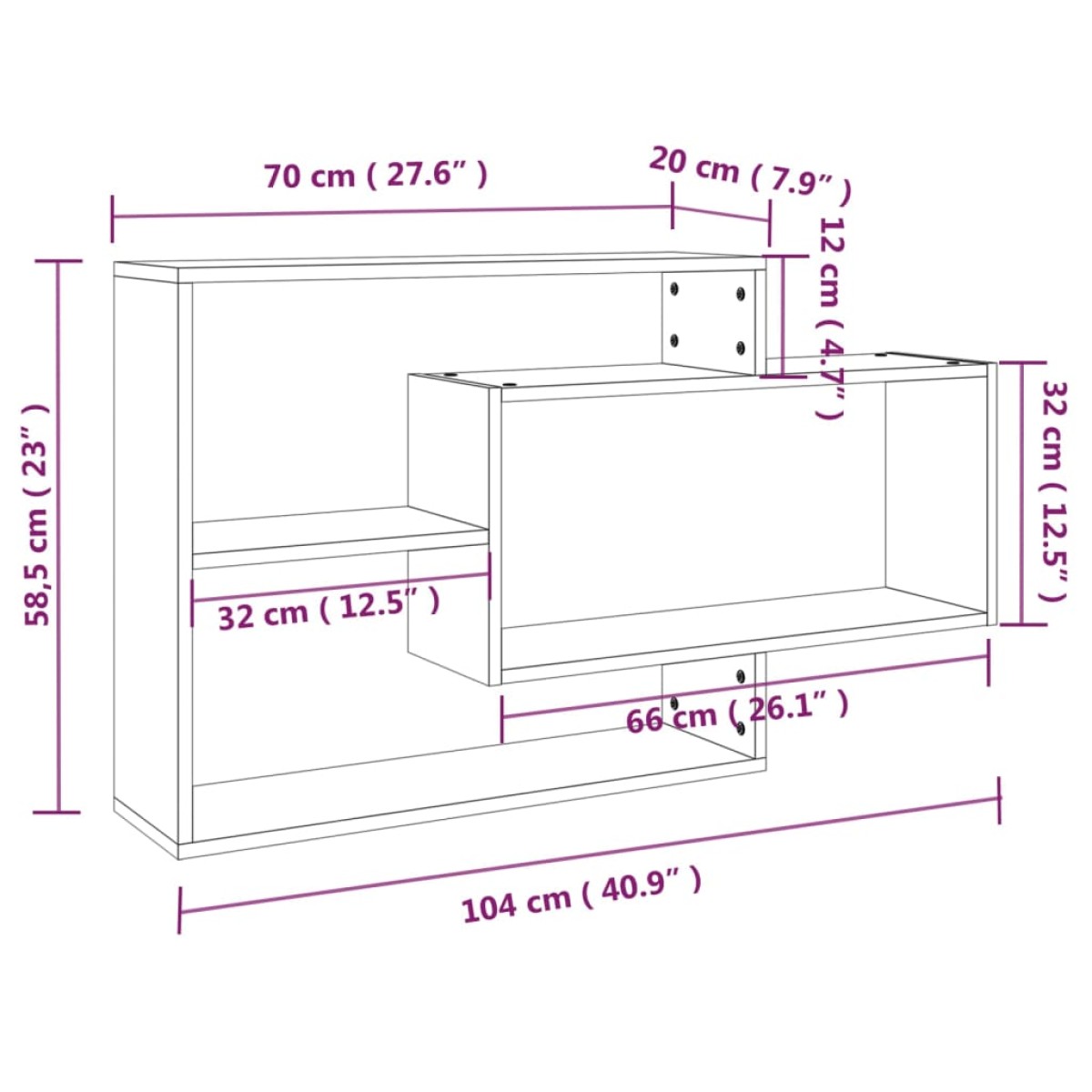 vidaXL Ράφι Τοίχου Γκρι Sonoma 104x20x58,5 εκ. από Επεξεργασμένο Ξύλο