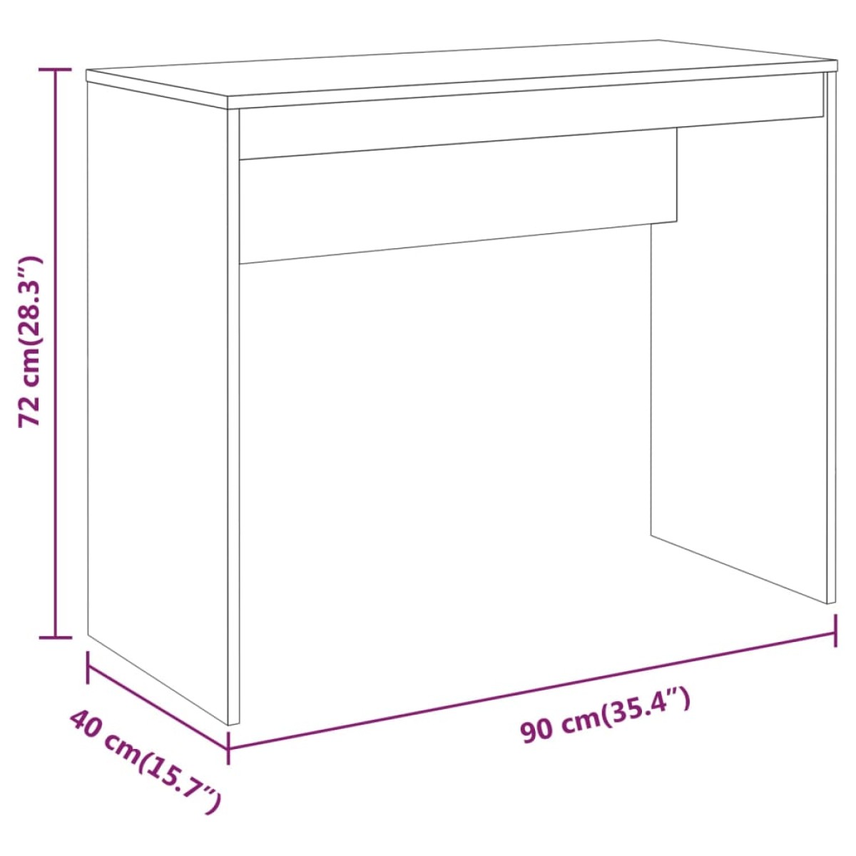 vidaXL Γραφείο Γκρι Sonoma 90 x 40 x 72 εκ. από Επεξεργασμένο Ξύλο