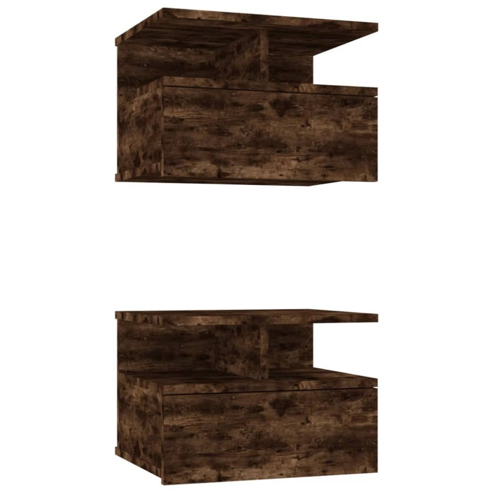 vidaXL Κομοδίνα Κρεμαστά 2 τεμ. Καπνιστή δρυς 40x31x27εκ Επεξεργ. Ξύλο