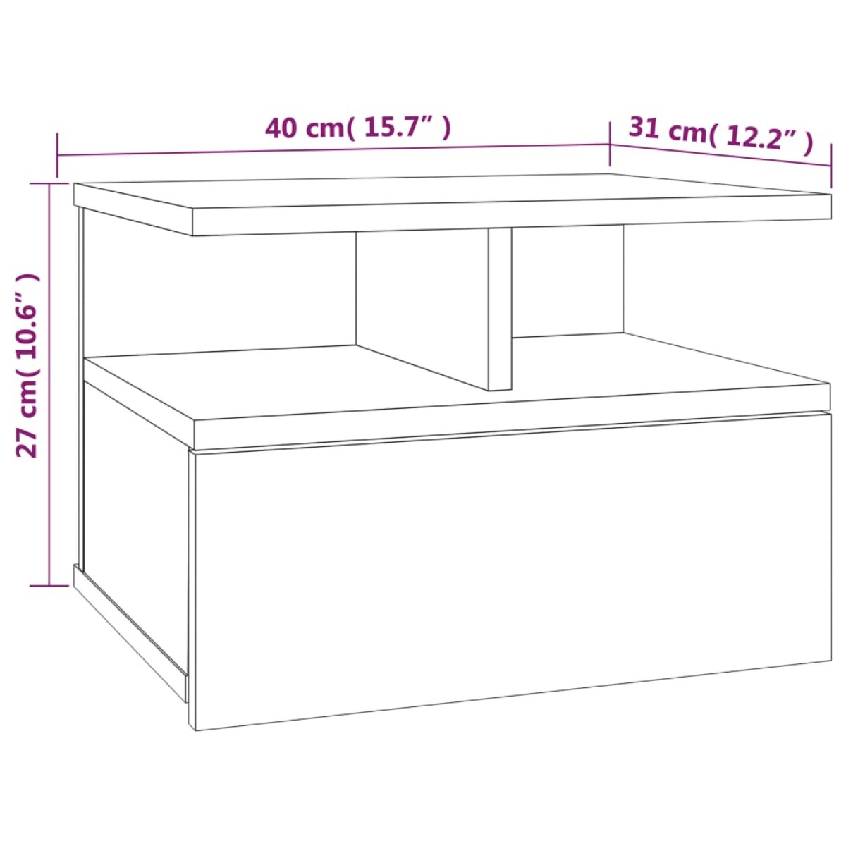 vidaXL Κομοδίνο Κρεμαστό Γκρι Sonoma 40x31x27 εκ. Επεξεργασμένο Ξύλο