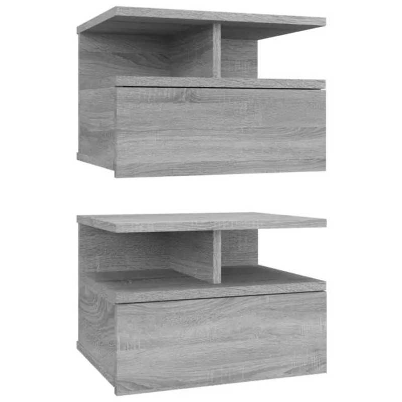 vidaXL Κομοδίνα Κρεμαστά 2 τεμ. Γκρι sonoma 40x31x27 εκ. Επεξεργ. Ξύλο