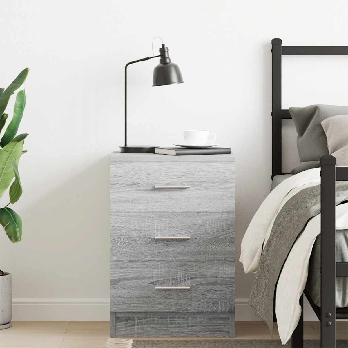 vidaXL Κομοδίνο Γκρι Sonoma 38x35x56 εκ. από Επεξεργασμένο Ξύλο
