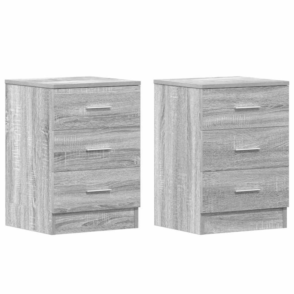 vidaXL Κομοδίνα 2 Τεμ. Γκρι Sonoma 38x35x56 εκ. από Επεξεργασμένο Ξύλο