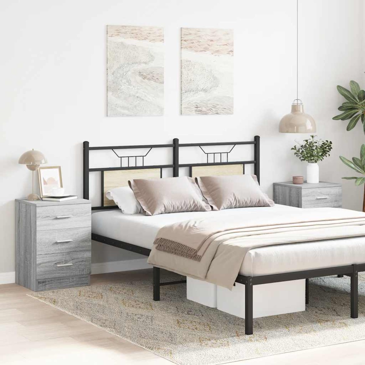 vidaXL Κομοδίνα 2 Τεμ. Γκρι Sonoma 38x35x56 εκ. από Επεξεργασμένο Ξύλο