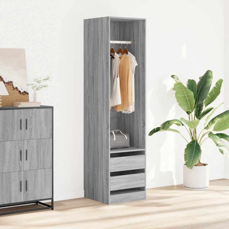 vidaXL Ντουλάπα με Συρτάρια Γκρι Sonoma 50 x 50 x 200 εκ Επεξεργ. Ξύλο
