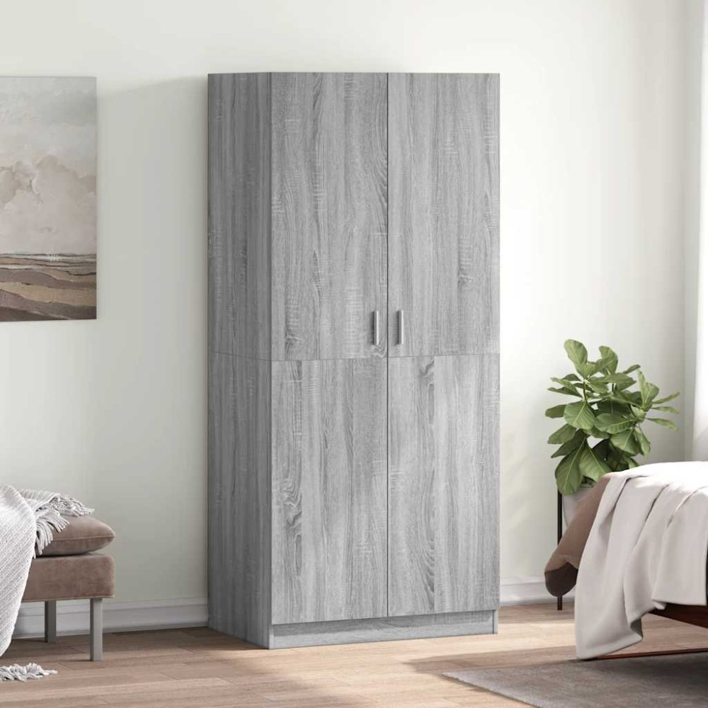 vidaXL Ντουλάπα Γκρι Sonoma 80 x 52 x 180 εκ. από Επεξεργασμένο Ξύλο