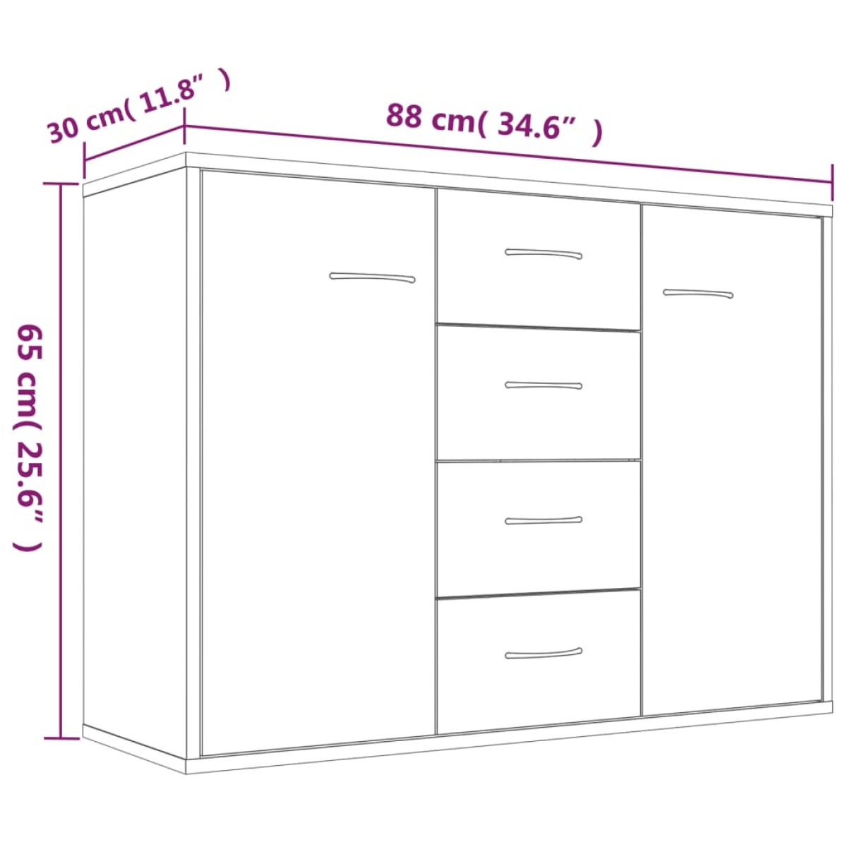 vidaXL Ντουλάπι Γκρι Sonoma 88x30x65 εκ. από Επεξεργασμένο Ξύλο