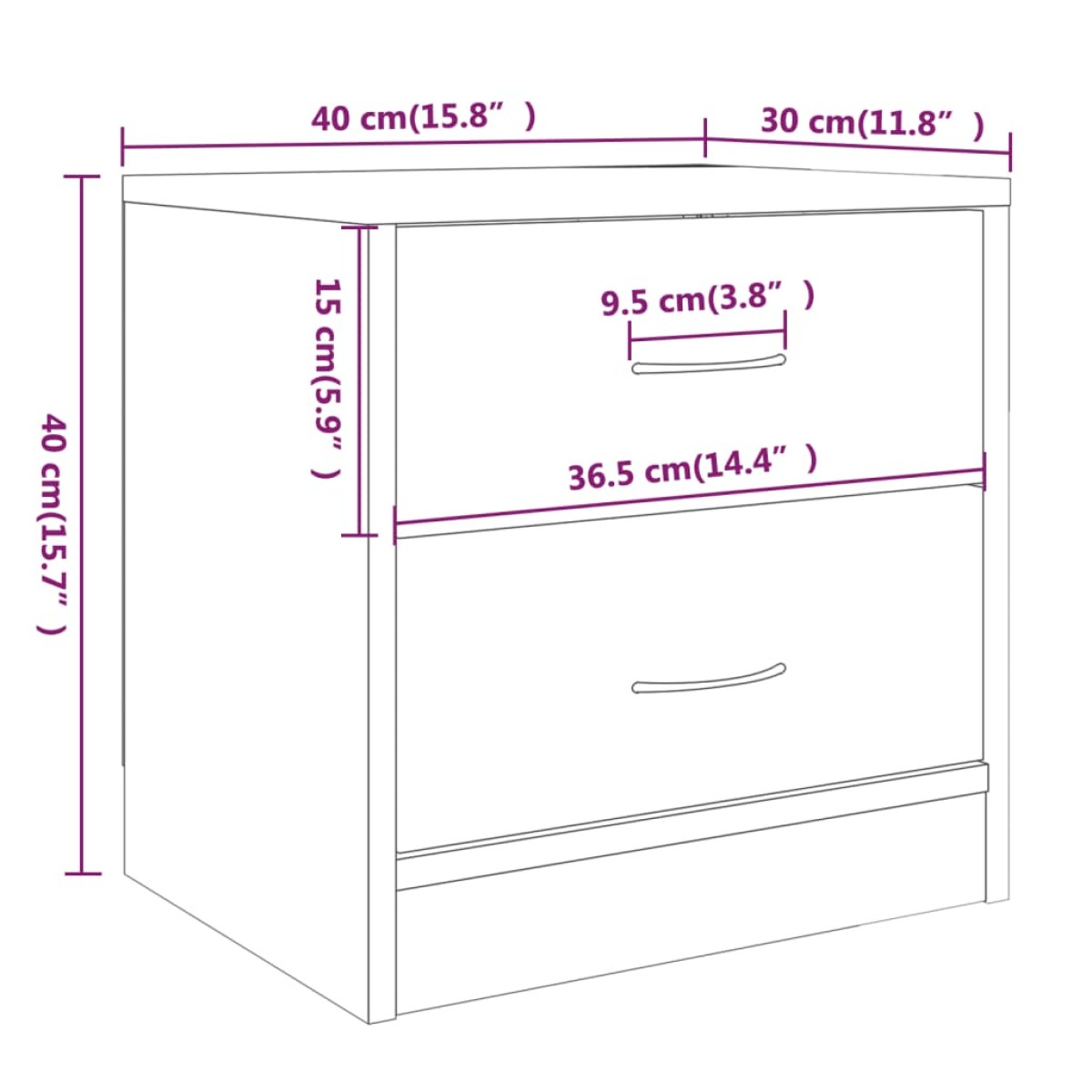 vidaXL Κομοδίνα 2 τεμ. Γκρι Sonoma 40x30x40 εκ. από Επεξεργασμένο Ξύλο
