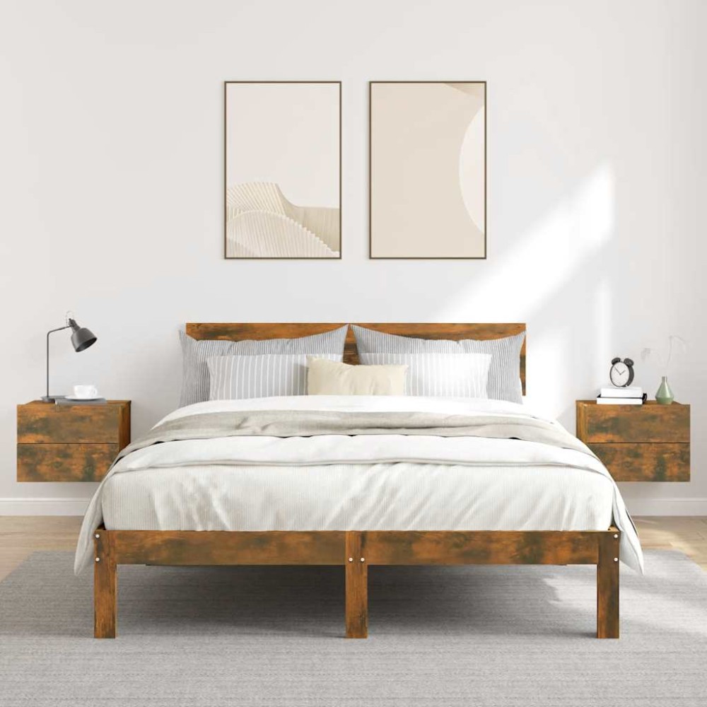 vidaXL Κομοδίνα 2 Τεμ. Καπνιστή Δρυς 40x30x30 εκ. από Επεξεργ. Ξύλο
