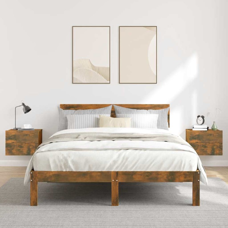 vidaXL Κομοδίνα 2 Τεμ. Καπνιστή Δρυς 40x30x30 εκ. από Επεξεργ. Ξύλο