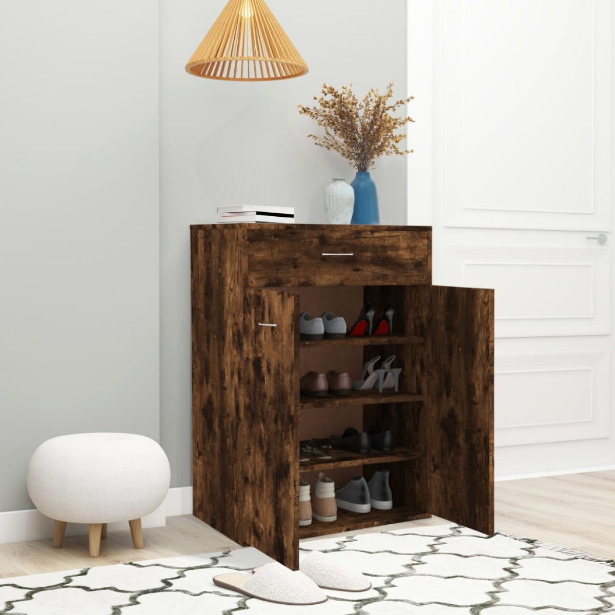vidaXL Παπουτσοθήκη Καπνιστή Δρυς 60x35x84 εκ. από Επεξεργασμένο Ξύλο