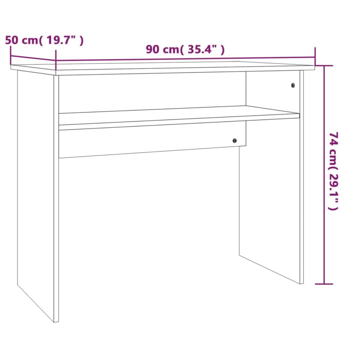 vidaXL Γραφείο Καπνιστή Δρυς 90 x 50 x 74 εκ. από Επεξεργασμένο Ξύλο
