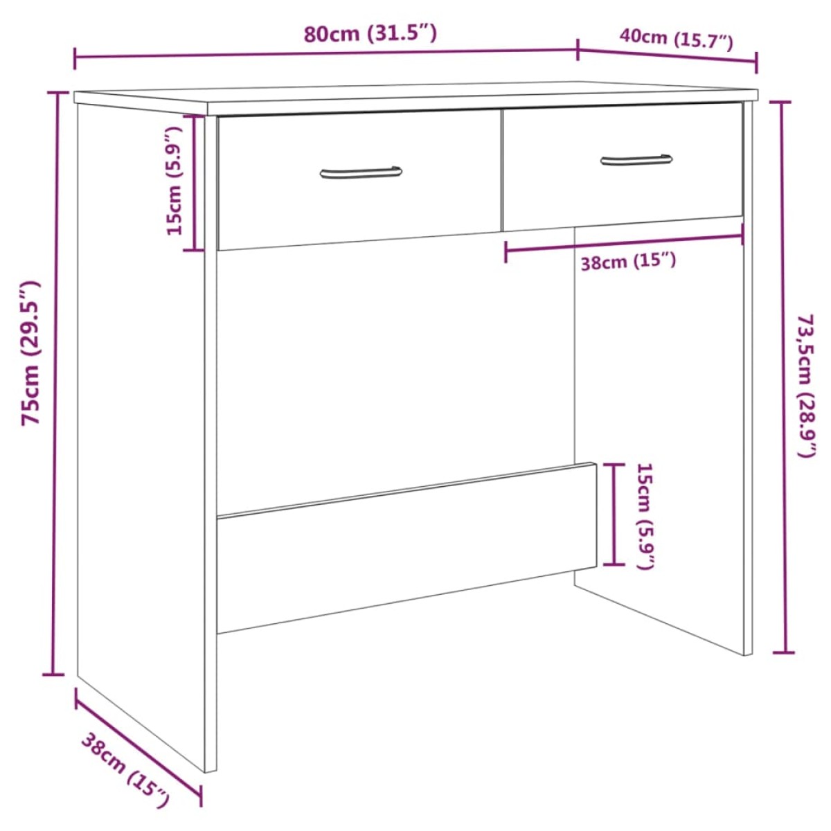 vidaXL Γραφείο Γκρι Sonoma 80 x 40 x 75 εκ. από Επεξεργασμένο Ξύλο