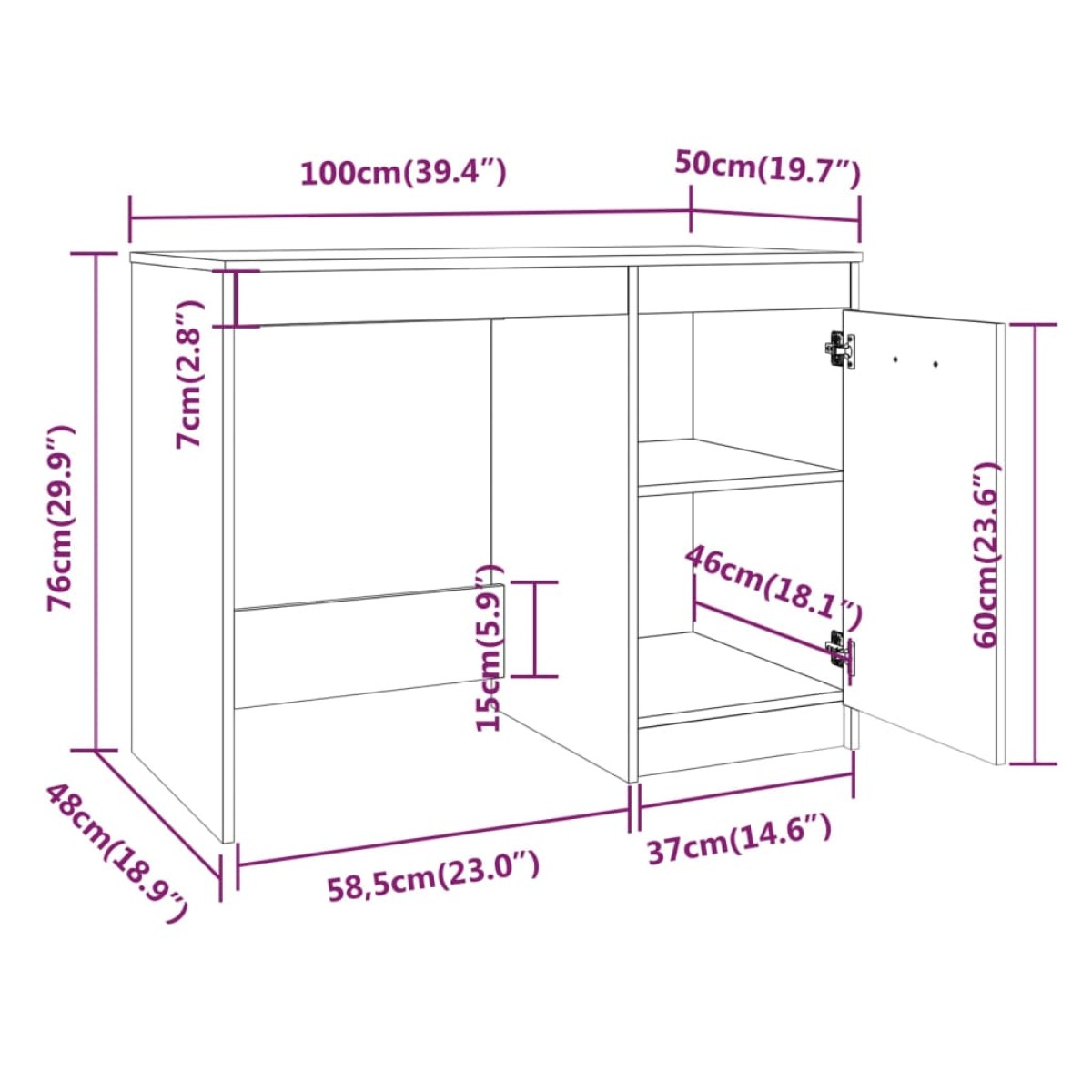 vidaXL Γραφείο Γκρι Sonoma 100x50x76 εκ. από Επεξεργασμένο Ξύλο