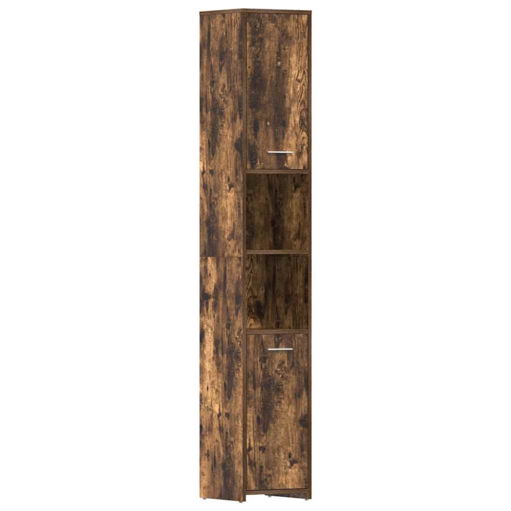 vidaXL Ντουλάπι Μπάνιου Καπνιστή Δρυς 30x30x183,5 εκ. Επεξεργ. Ξύλο