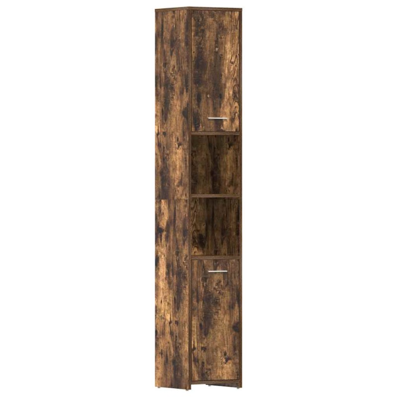 vidaXL Ντουλάπι Μπάνιου Καπνιστή Δρυς 30x30x183,5 εκ. Επεξεργ. Ξύλο