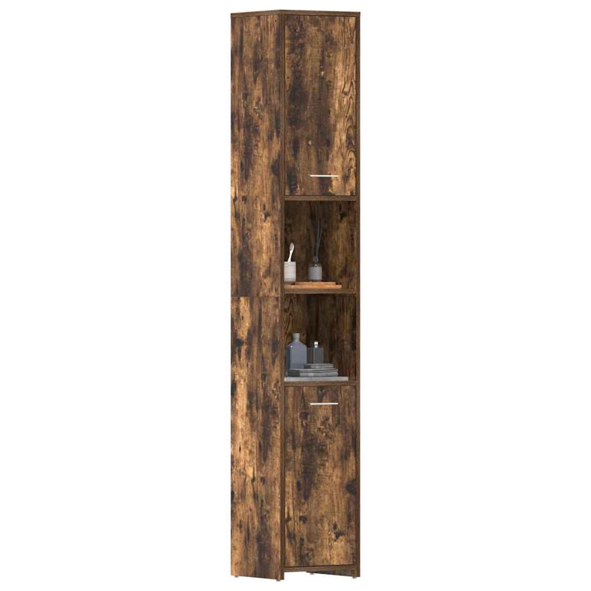 vidaXL Ντουλάπι Μπάνιου Καπνιστή Δρυς 30x30x183,5 εκ. Επεξεργ. Ξύλο