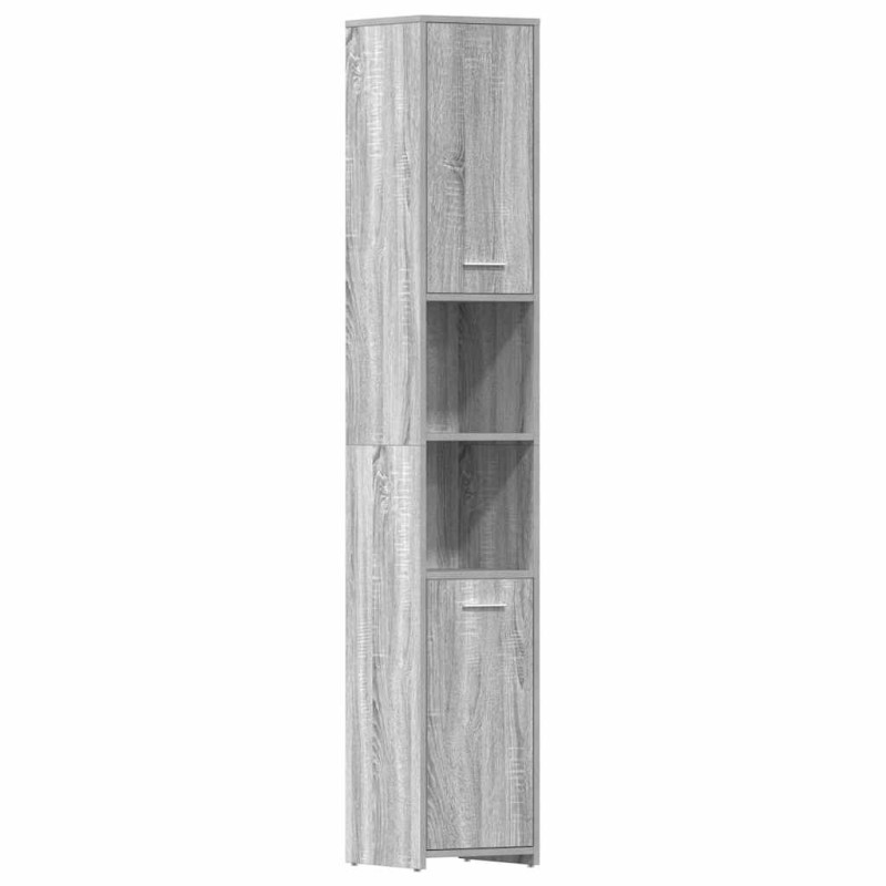 vidaXL Ντουλάπι Μπάνιου Γκρι Sonoma 30x30x183,5 εκ. Επεξεργασμένο Ξύλο