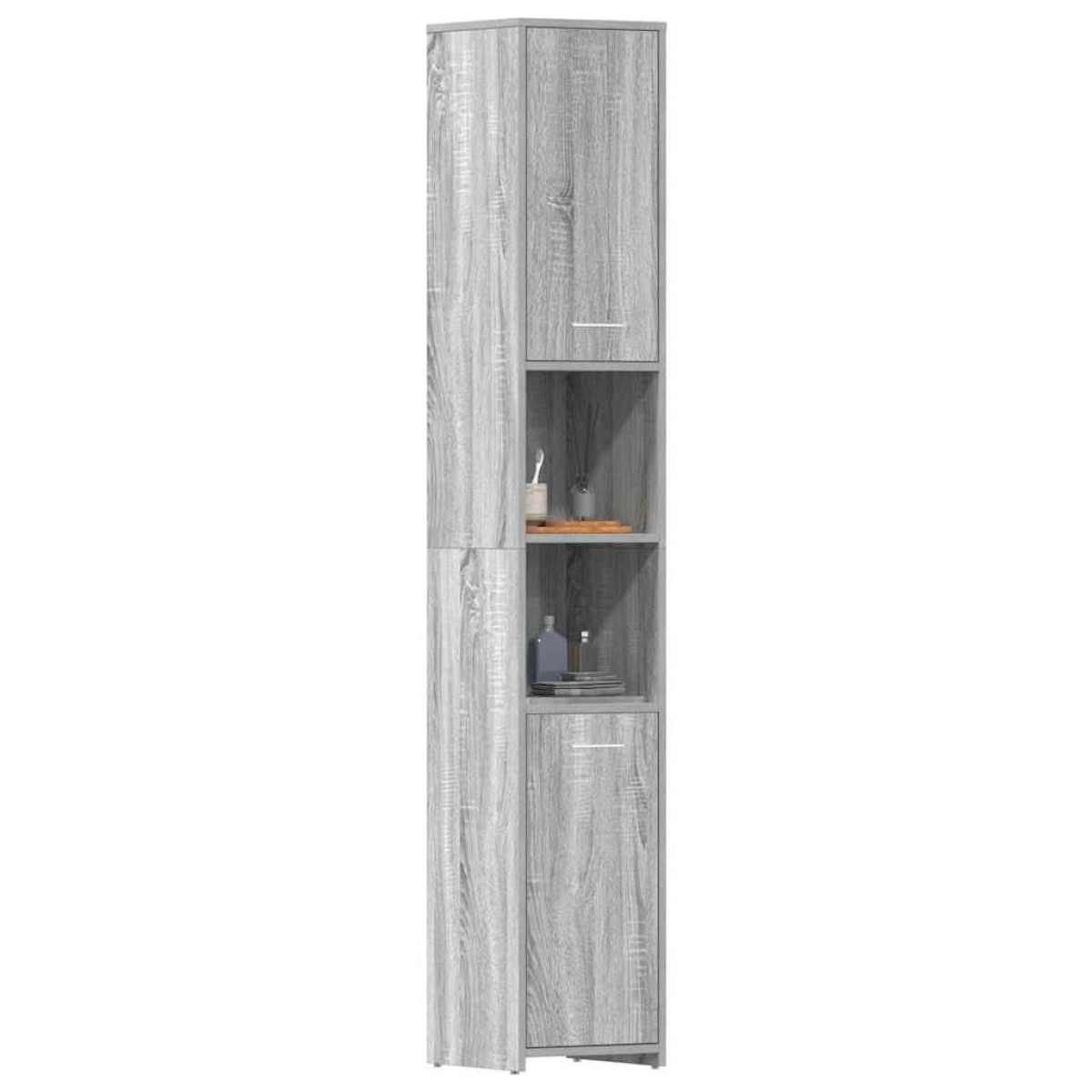 vidaXL Ντουλάπι Μπάνιου Γκρι Sonoma 30x30x183,5 εκ. Επεξεργασμένο Ξύλο
