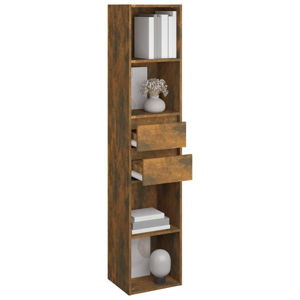 vidaXL Βιβλιοθήκη Καπνιστή Δρυς 36x30x171 εκ. από Επεξεργασμένο Ξύλο
