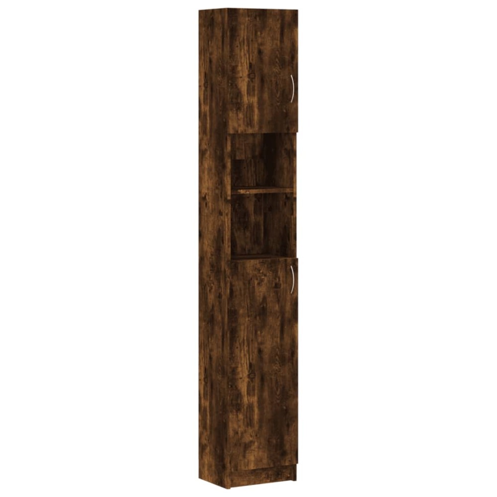 vidaXL Ντουλάπι Μπάνιου Καπνιστή Δρυς 32x25,5x190 εκ. Επεξεργ. Ξύλο