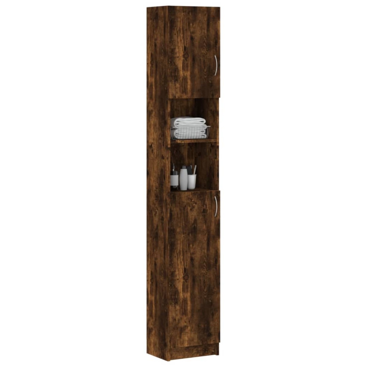 vidaXL Ντουλάπι Μπάνιου Καπνιστή Δρυς 32x25,5x190 εκ. Επεξεργ. Ξύλο