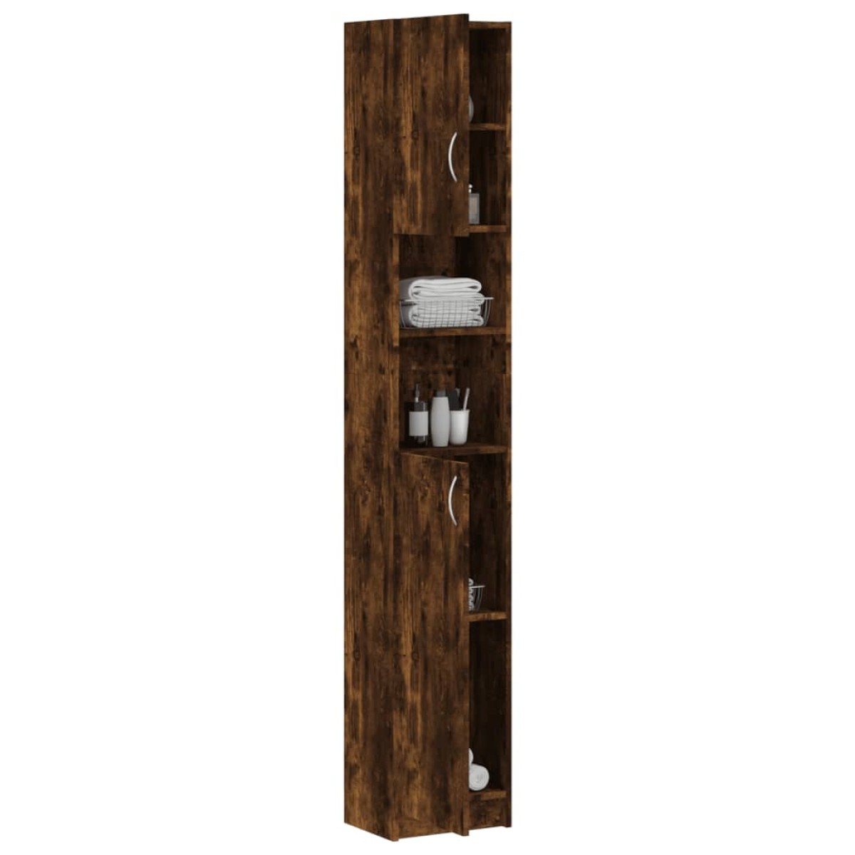 vidaXL Ντουλάπι Μπάνιου Καπνιστή Δρυς 32x25,5x190 εκ. Επεξεργ. Ξύλο