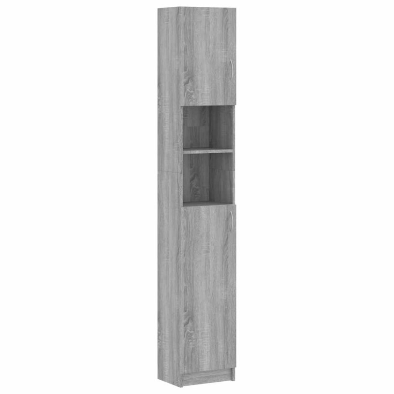 vidaXL Ντουλάπι Μπάνιου Γκρι Sonoma 32x25,5x190 εκ. Επεξεργασμένο Ξύλο